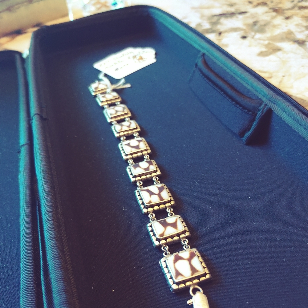 Mid Century Marble and Sterling Bracelet